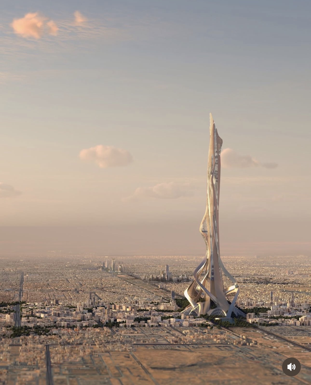 Vista aérea da Rise Tower em Riyadh